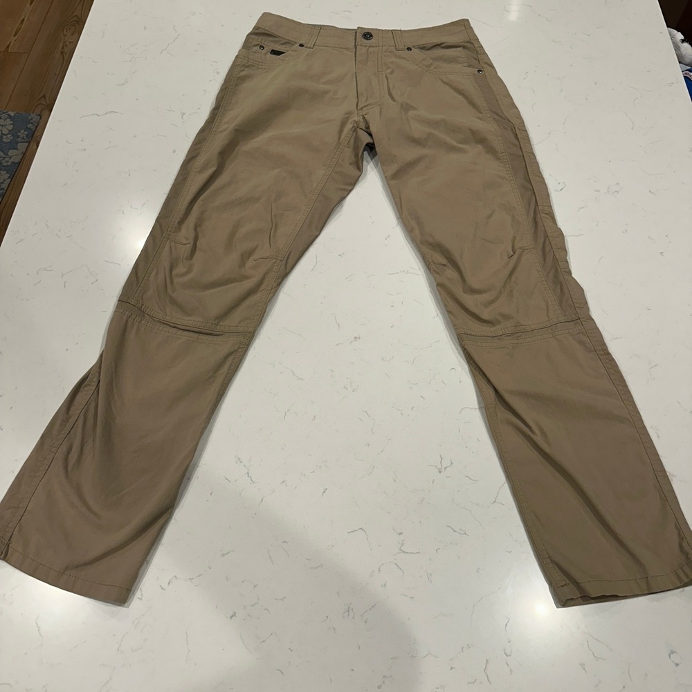 Kuhl Radikl Mens Khaki Tan Hybrid Hiking Work Pants 30x32 Stretch 7 Pocket